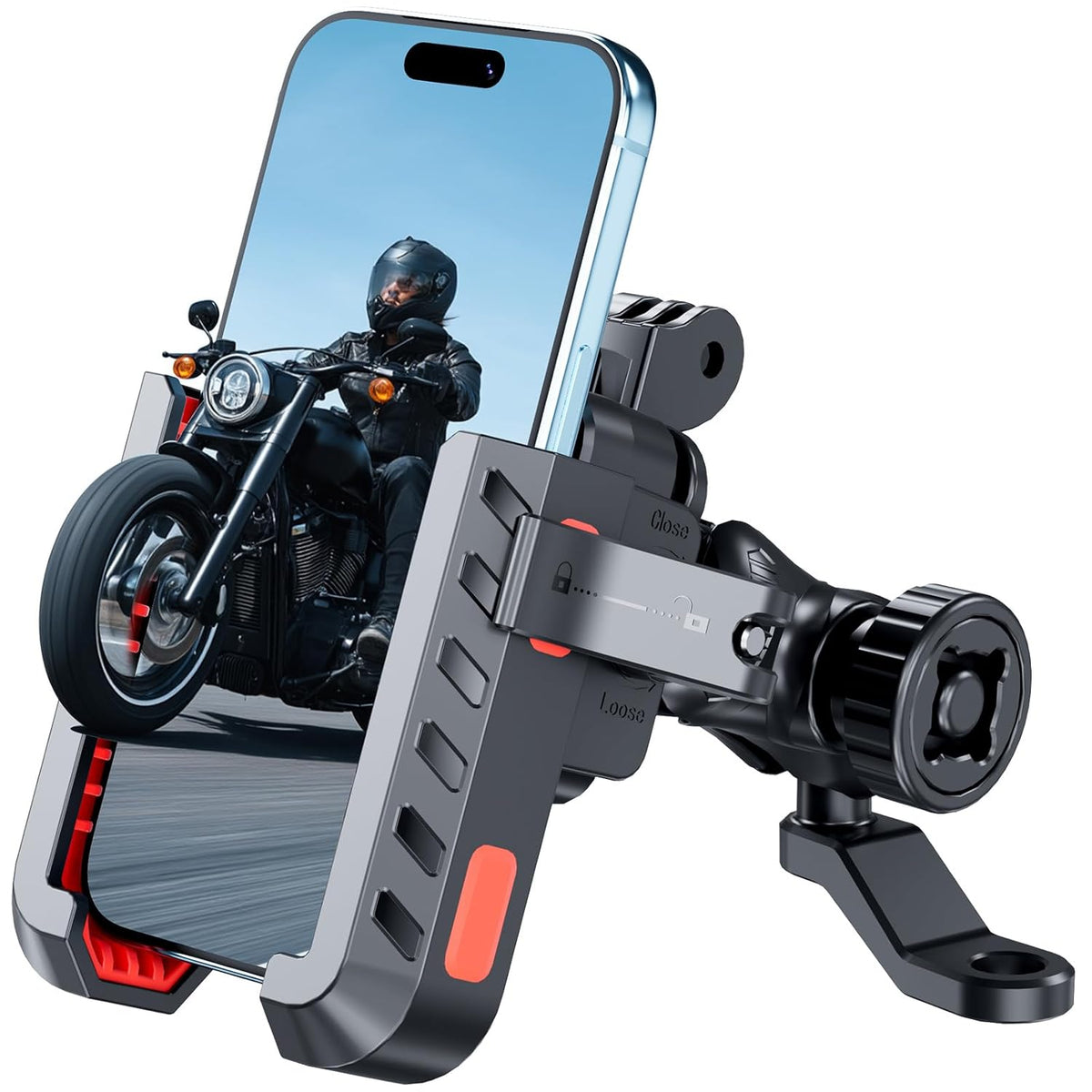 EDYELL YF-303-B Anti-Vibration Motorcycle Phone Mount Holder for 4.7-7.2 Inch Smartphones