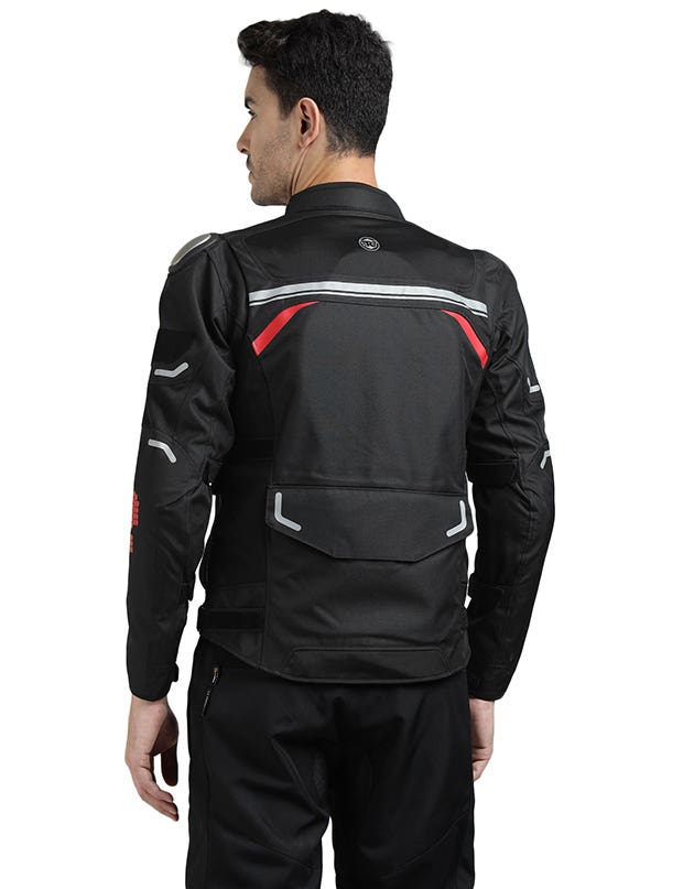 Royal Enfield Crossroader Print Class A Riding Jacket in Black and Red