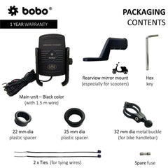 BOBO BM6 motorcycle phone holder with 15W wireless charger jaw grip bike mobile mount handlebar smartphone holder