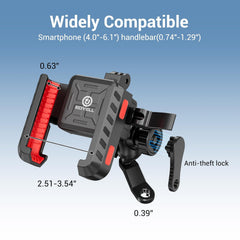 EDYELL YF-303-B Anti-Vibration Motorcycle Phone Mount Holder for 4.7-7.2 Inch Smartphones