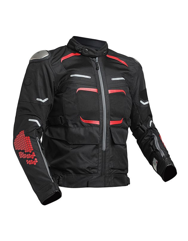 Royal Enfield Crossroader Print Class A Riding Jacket in Black and Red