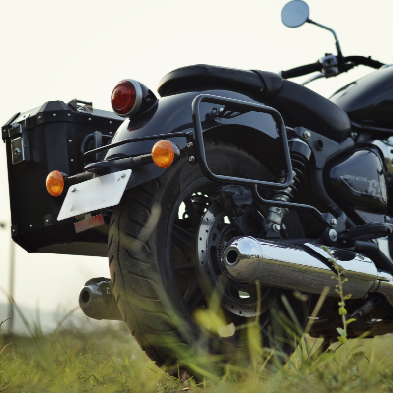 Auto Engina Pannier Saddle Stay for Royal Enfield Super Meteor 650 8kg Per Side Hard and Soft Luggage Gloss Black