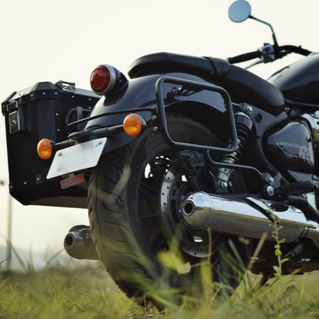 Auto Engina Pannier Saddle Stay for Royal Enfield Super Meteor 650 8kg Per Side Hard and Soft Luggage Gloss Black