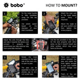 BOBO BM6 motorcycle phone holder with 15W wireless charger jaw grip bike mobile mount handlebar smartphone holder