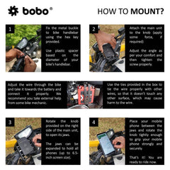 BOBO BM6 motorcycle phone holder with 15W wireless charger jaw grip bike mobile mount handlebar smartphone holder