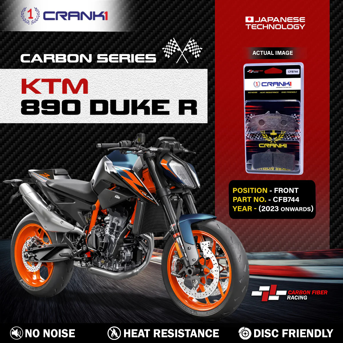 CRANK1 CFB744 carbon brake pads for KTM 890 Duke R 2023 onwards front