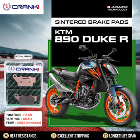 CRANK1 CB312 Rear Sintered Brake Pads For KTM 890 Duke R (2023 Onwards)