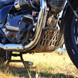 Auto Engina Bash Plate with Support Frame for Royal Enfield Super Meteor 650 Gloss Black Mild Steel Engine Protection