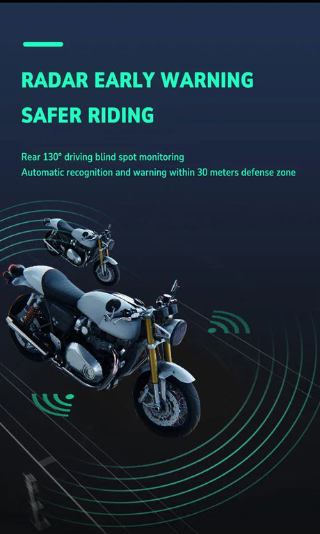 LBC Moto 77mm radar blind spot detection system for motorcycle with rear vehicle alert waterproof safety sensor