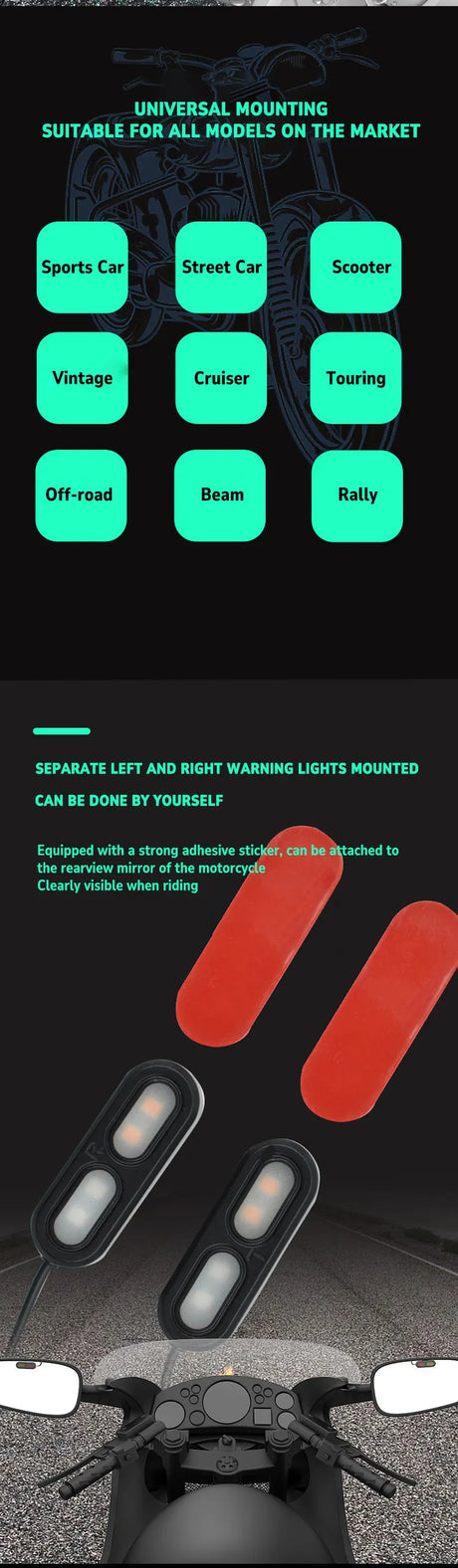 LBC Moto 77mm radar blind spot detection system for motorcycle with rear vehicle alert waterproof safety sensor