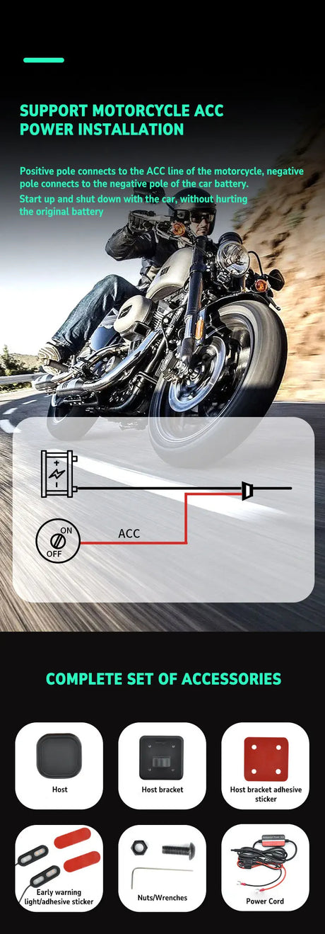 LBC Moto 77mm radar blind spot detection system for motorcycle with rear vehicle alert waterproof safety sensor