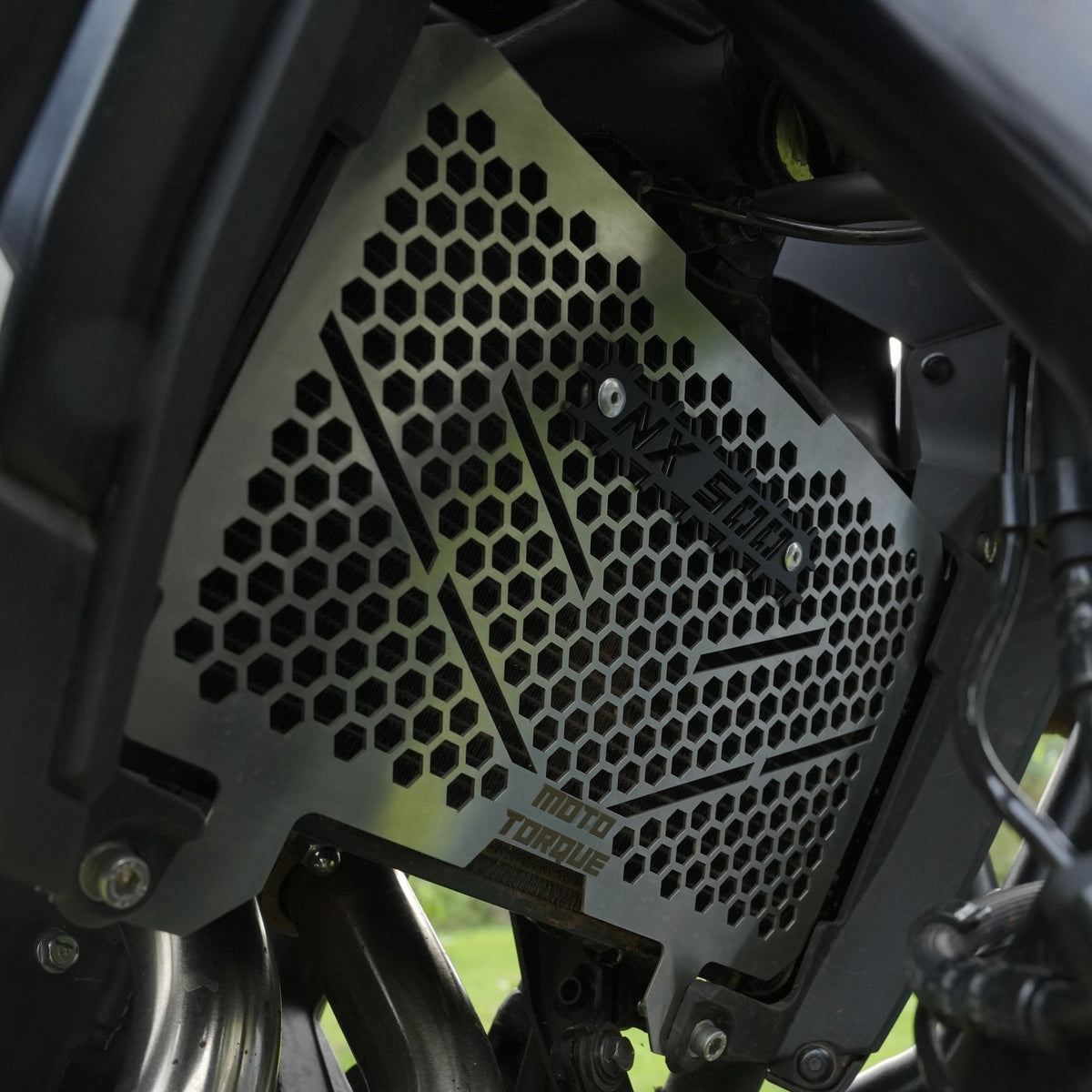 Moto Torque stainless steel radiator guard for Honda NX500 cooling system protection accessory