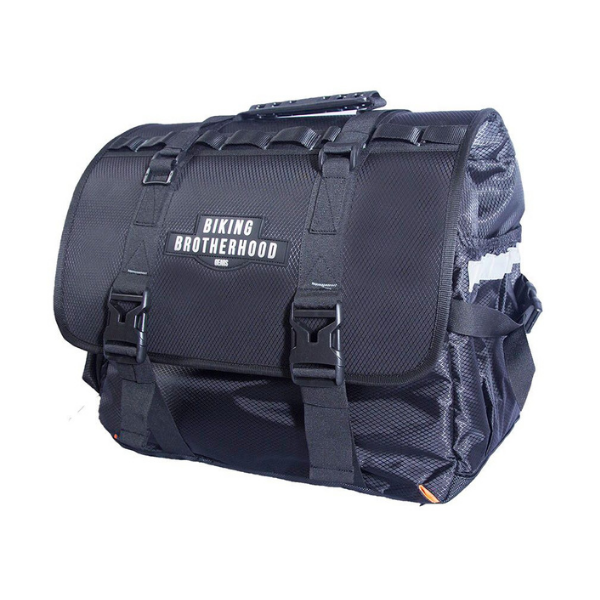 BBG 60L motorcycle saddle bag set with touring storage and mounting straps