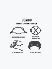 Legundary Custom Mega Combo Kit Hunter 350 Crash Guard Headlight Grill Saddle Stay Visor