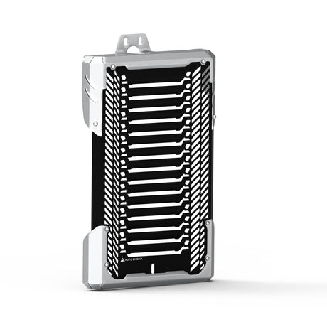 Auto Engina Black-Silver aluminium and stainless steel radiator guard for Triumph Speed 400