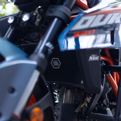 Hyperrider Aluminium Radiator Guard for KTM Adventure 250 390 and Duke 250 390 Gen 3 Black Orange