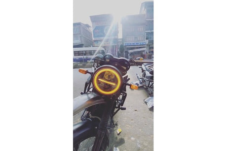 LIU HJG Minus 7 Inch 110W LED Headlight With Ring for Royal Enfield Thar Gypsy Harley Davidson