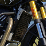 Auto Engina Black-Silver aluminium and stainless steel radiator guard for Triumph Speed 400