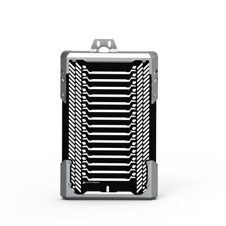 Auto Engina Black-Silver aluminium and stainless steel radiator guard for Triumph Speed 400