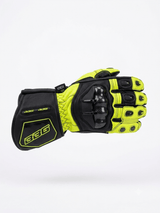 BBG RacePro motorcycle riding gloves in Black and Neon