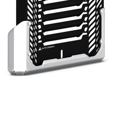 Auto Engina Black-Silver aluminium and stainless steel radiator guard for Triumph Speed 400