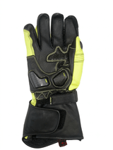 BBG RacePro motorcycle riding gloves in Black and Neon