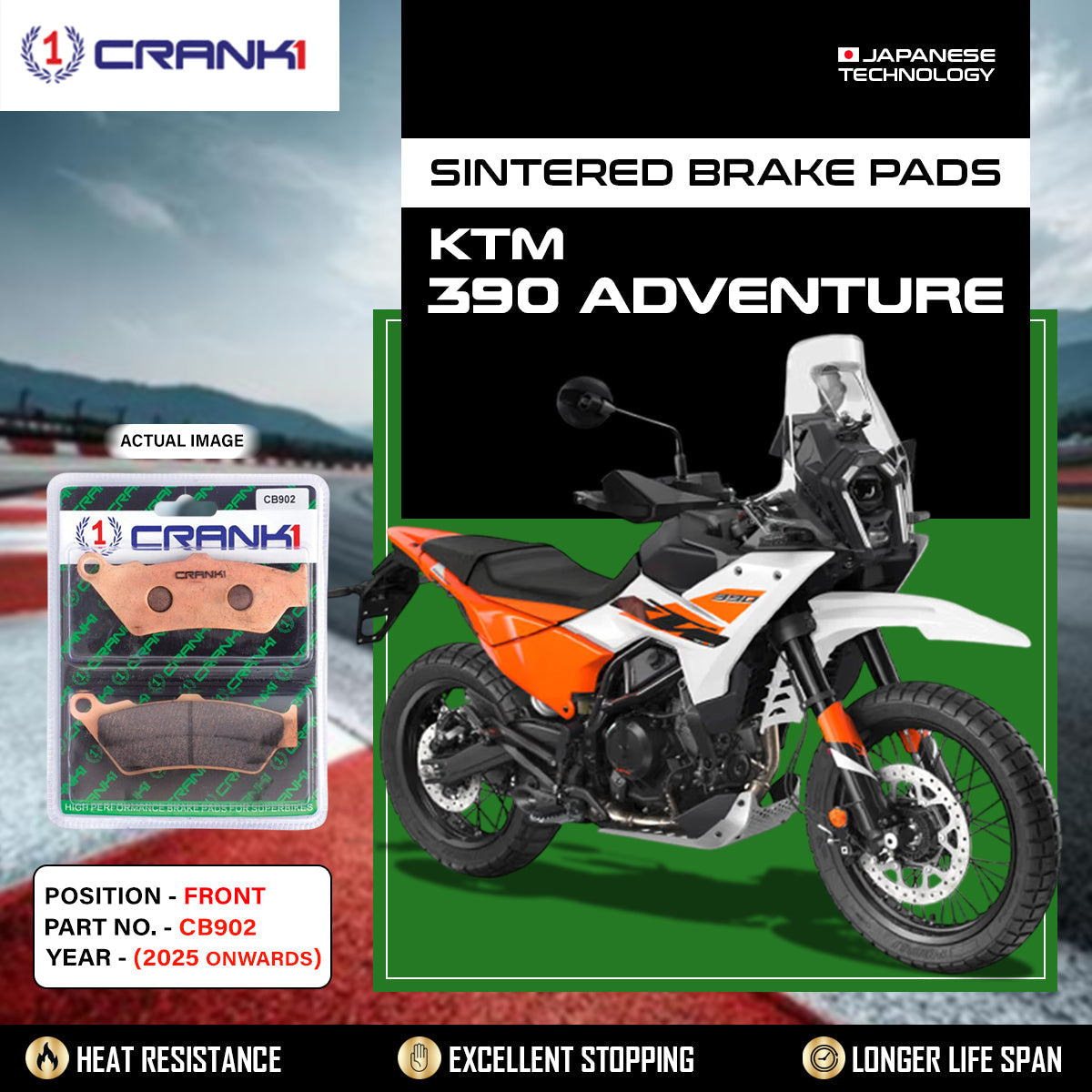Crank1 CB902 Sintered Front Brake Pads for KTM 390 Adventure 2025 Onwards | Legendary Custom
