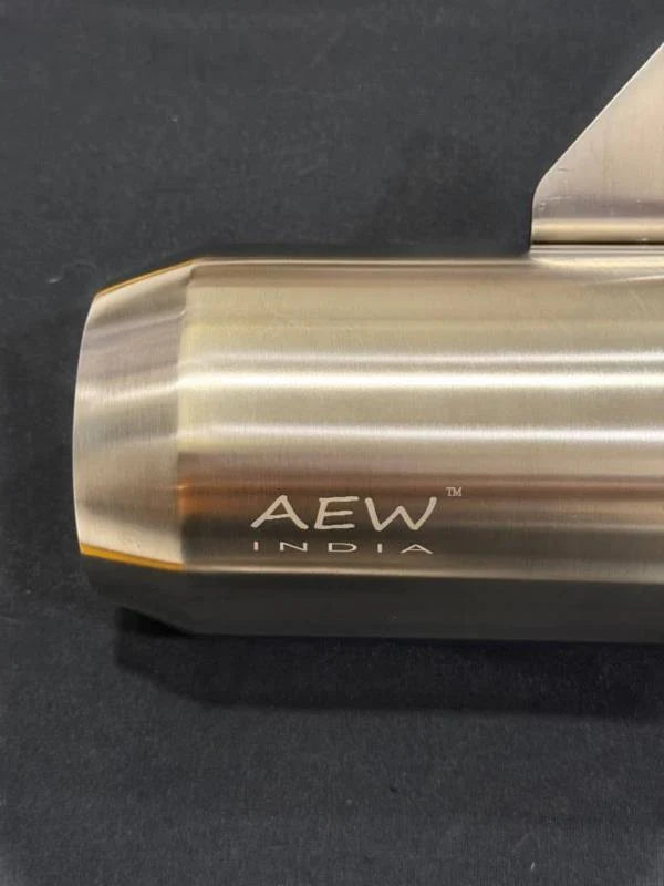 AEW Edge exhaust with mid pipe and catalytic converter for Royal Enfield Bear 650 performance silencer