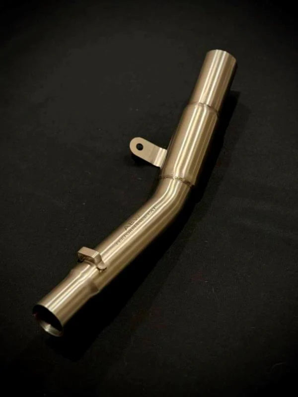 AEW Edge exhaust with mid pipe and catalytic converter for Royal Enfield Bear 650 performance silencer