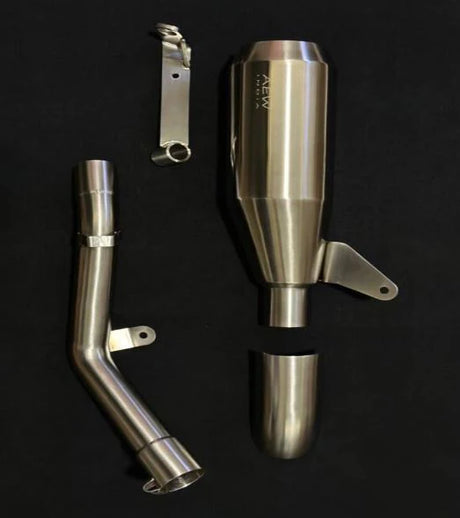 AEW EDGE free flow exhaust with mid pipe and centre stand bracket for Royal Enfield Himalayan 450 and Guerrilla 450