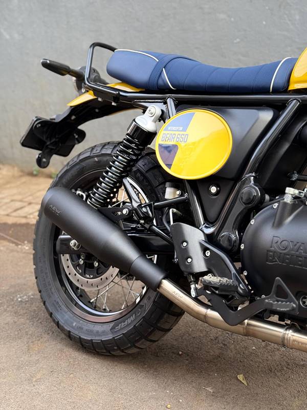AEW Edge SS black performance exhaust for Royal Enfield Bear 650 stainless steel free flow silencer
