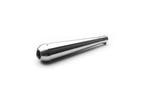 AEW megaphone exhaust silencer for Royal Enfield motorcycles in chrome black and stainless steel finishes
