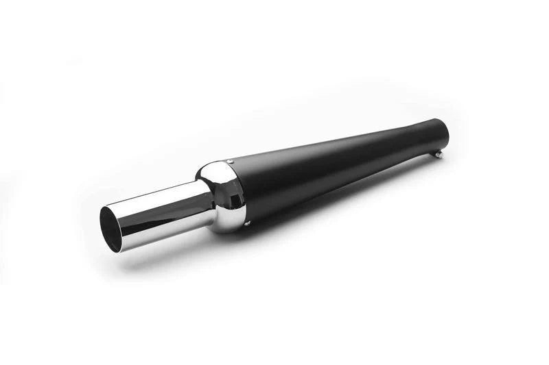 AEW monster exhaust silencer for Royal Enfield motorcycles in chrome black chrome and stainless steel finishes