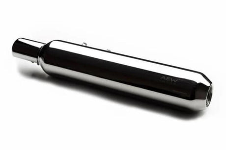 AEW TE202 performance exhaust for Royal Enfield Super Meteor 650 stainless steel and chrome variants