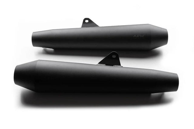 AEW TE102 megaphone exhaust for Royal Enfield Interceptor 650 and Continental GT 650 black stainless steel variants