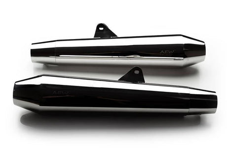 AEW TE102 megaphone exhaust for Royal Enfield Interceptor 650 and Continental GT 650 black stainless steel variants
