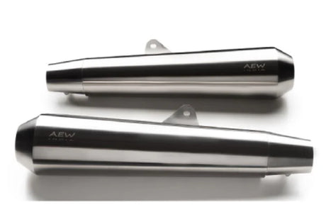 AEW TE103 megaphone exhaust for Royal Enfield Interceptor 650 and Continental GT 650 black and stainless steel variants