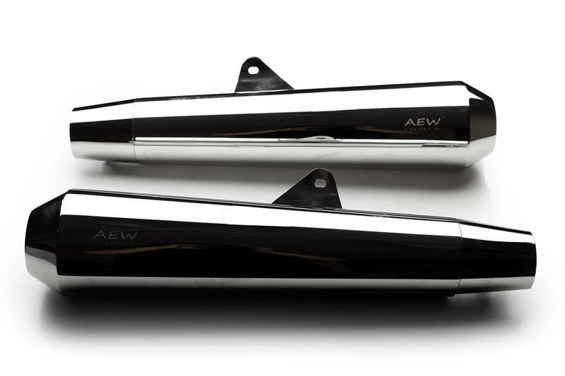 AEW TE103 megaphone exhaust for Royal Enfield Interceptor 650 and Continental GT 650 black and stainless steel variants