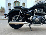 AEW TE202 performance exhaust for Royal Enfield Super Meteor 650 stainless steel and chrome variants