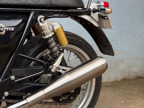 AEW TE 104 EDGE slip-on exhaust Interceptor 650 GT 650 stainless steel 304 matt polish megaphone performance silencer lightweight 6.5kg