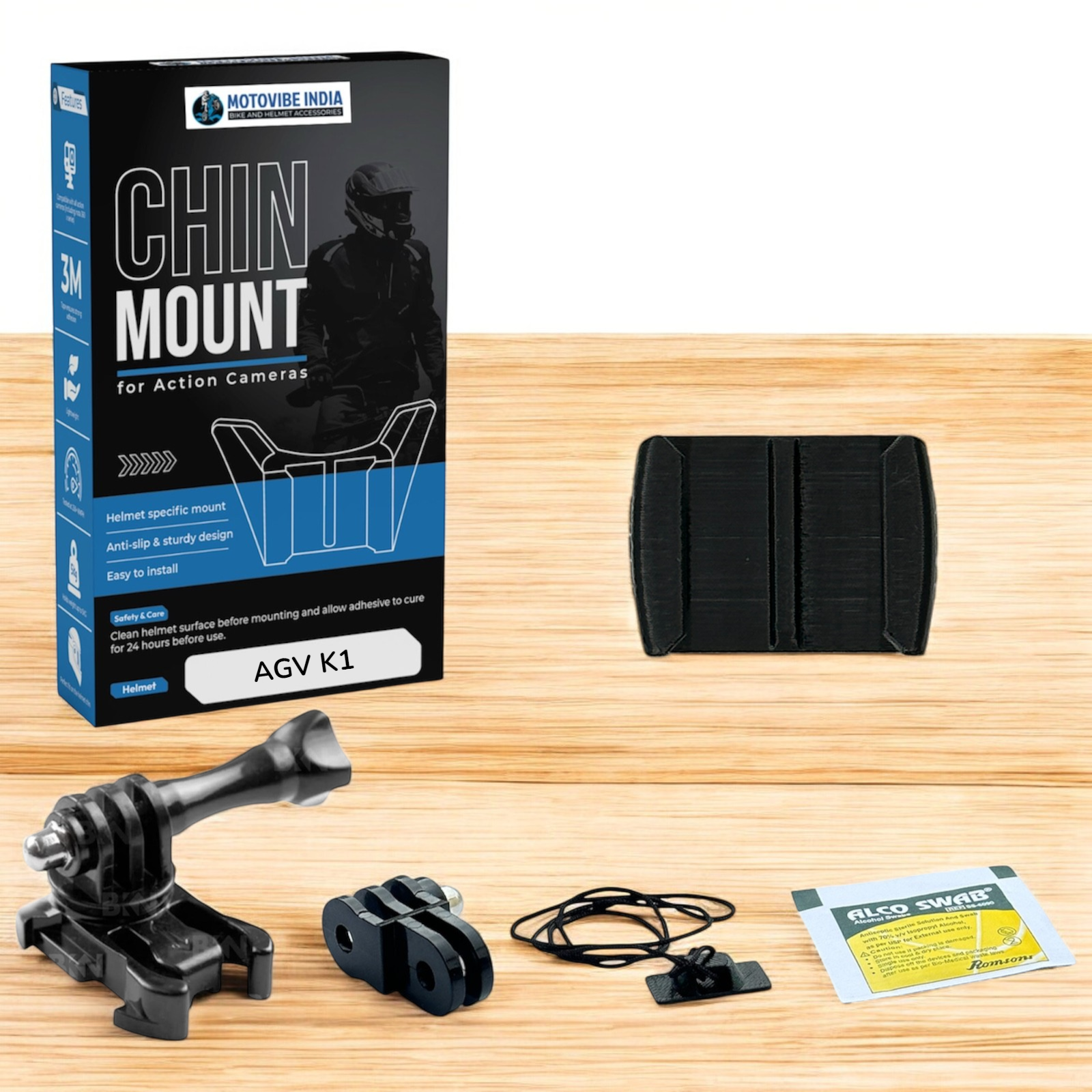 MotoVibe India AGV K1 K1S helmet chin mount for GoPro and action cameras