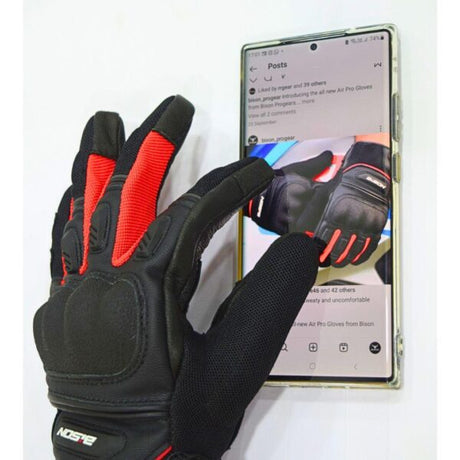 Bison ProGear Air Pro black red riding gloves
