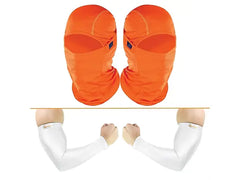 Arm Sleeve White + Face Mask Orange Pack of 4