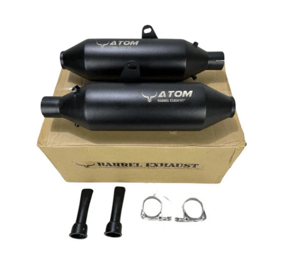 Barrel Atom black performance exhaust for Royal Enfield Interceptor 650 and Continental GT 650