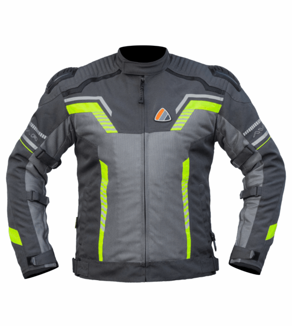Bison ProGear Avatar V2 riding jacket grey hi viz green
