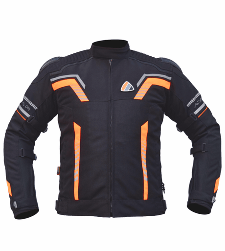 Bison ProGear Avatar V2 riding jacket black hi viz orange 1
