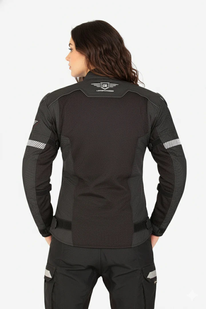 Lone Ranger Women Addon Pro All Black Level 2 Armored Motorcycle Riding Jacket
