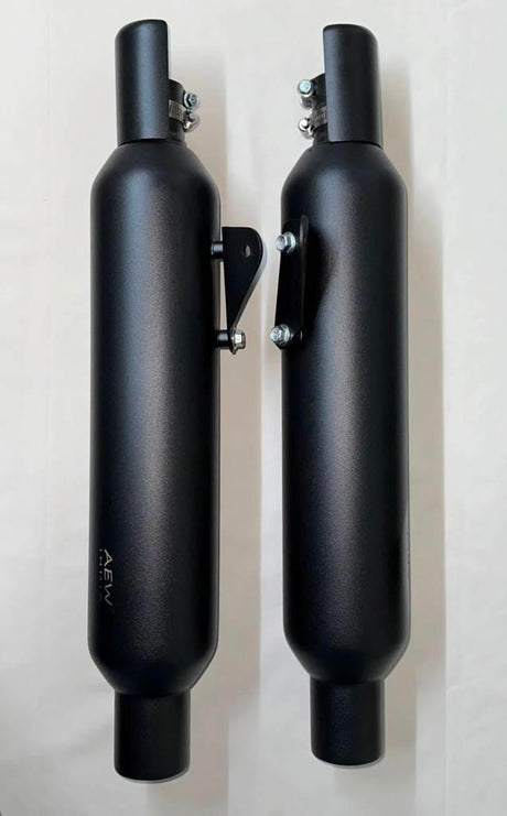 AEW TE203 performance exhaust for Royal Enfield Shotgun 650 heat resistant black stainless steel slip-on silencer with deep rumble sound and removable DB killer