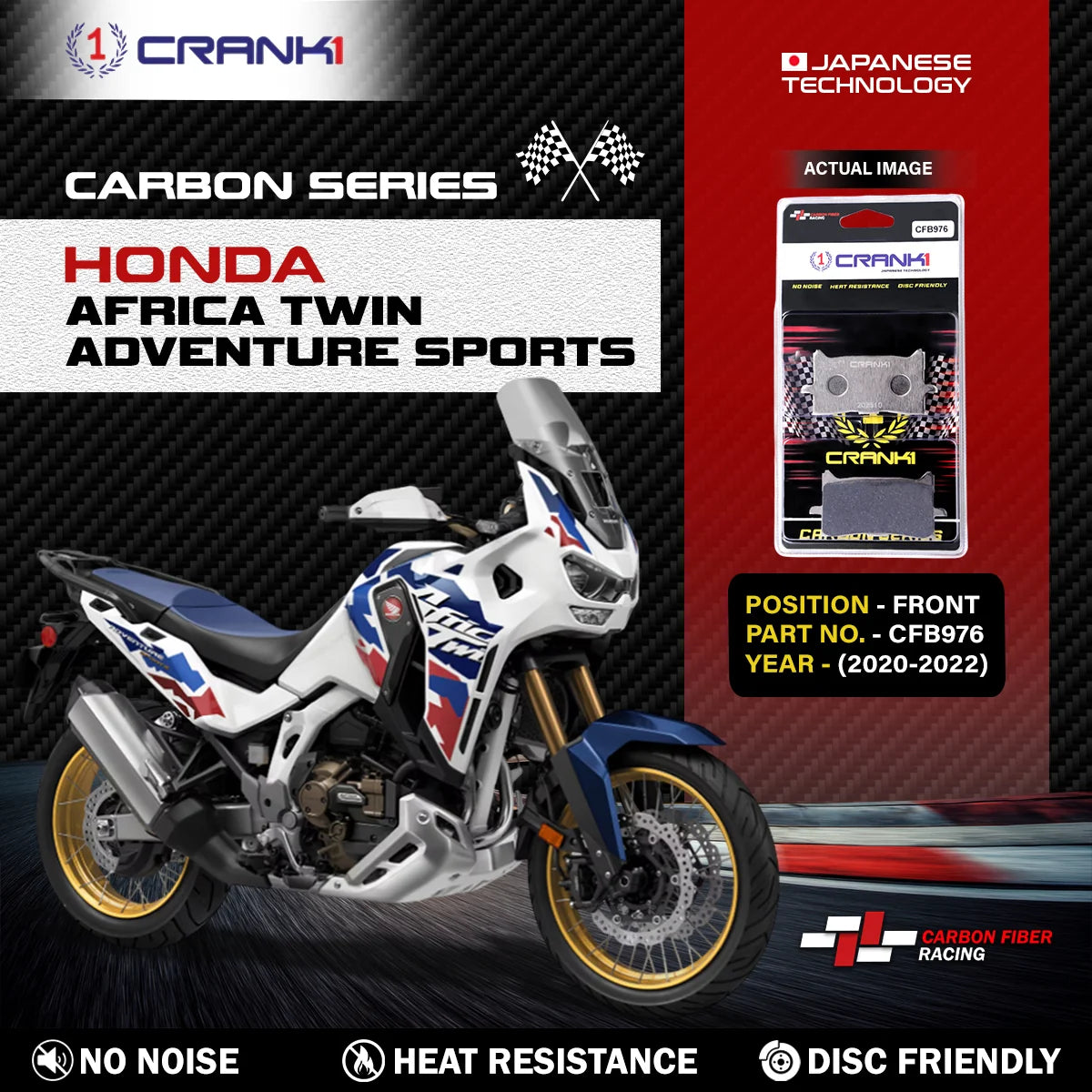 CRANK1 Carbon Brake Pads CFB976 Front for Honda Africa Twin Adventure Sports (2020-2022)