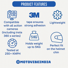 Airoh Aviator Ace 2 helmet chin mount installed for GoPro POV off-road motovlogging camera setup by Moto Vibe India with strong 3M adhesive mount